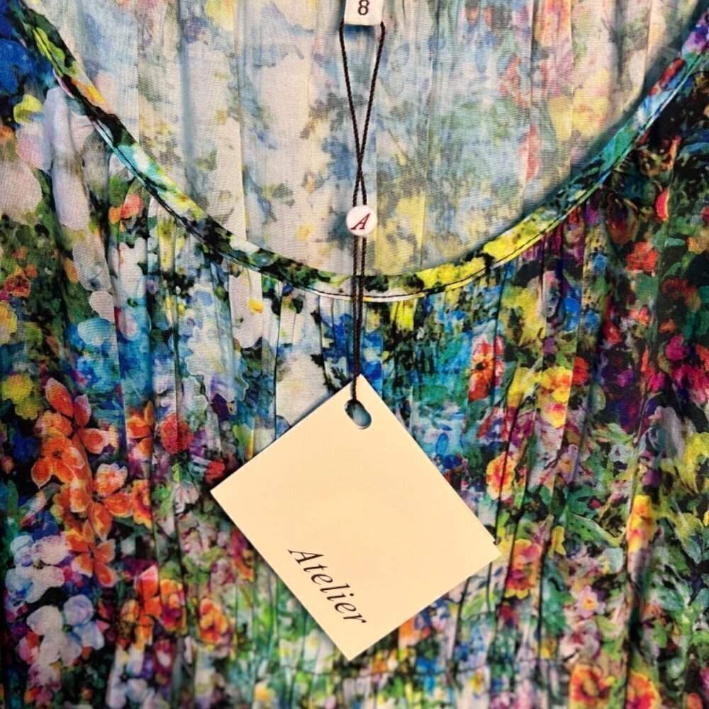 Atelier Women's Blue Wildflower Maxi Dress Size 8 - Picture 4 of 10